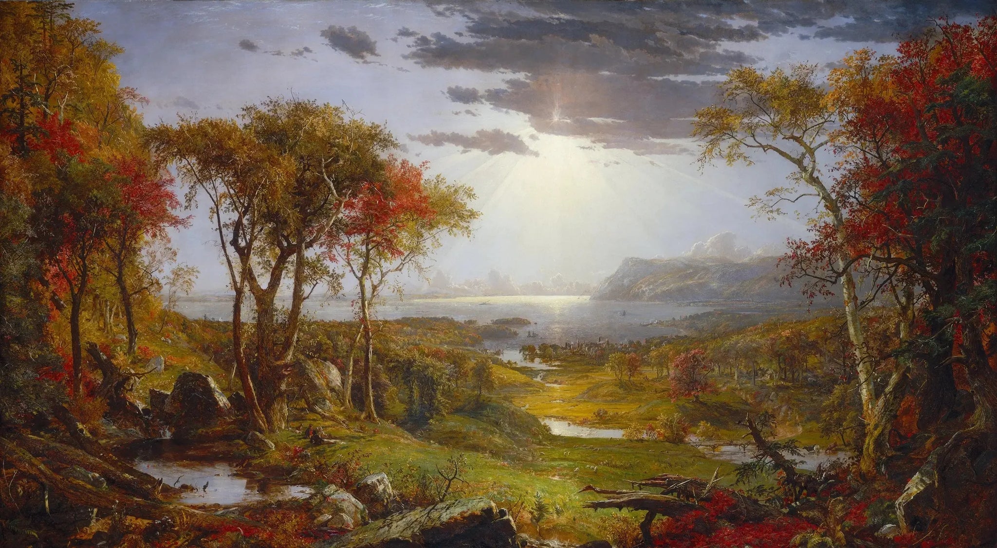 Automne - Sur la rivière Hudson - Jasper Francis Cropsey image 1 reproduction de peinture à l’huile