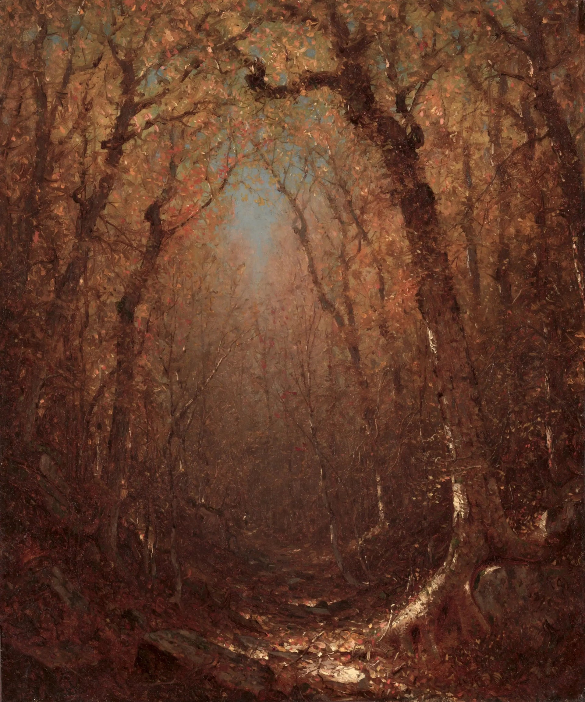 Automne, un chemin de bois - Sanford Robinson Gifford image 1 copie peinte à la main à l’huile