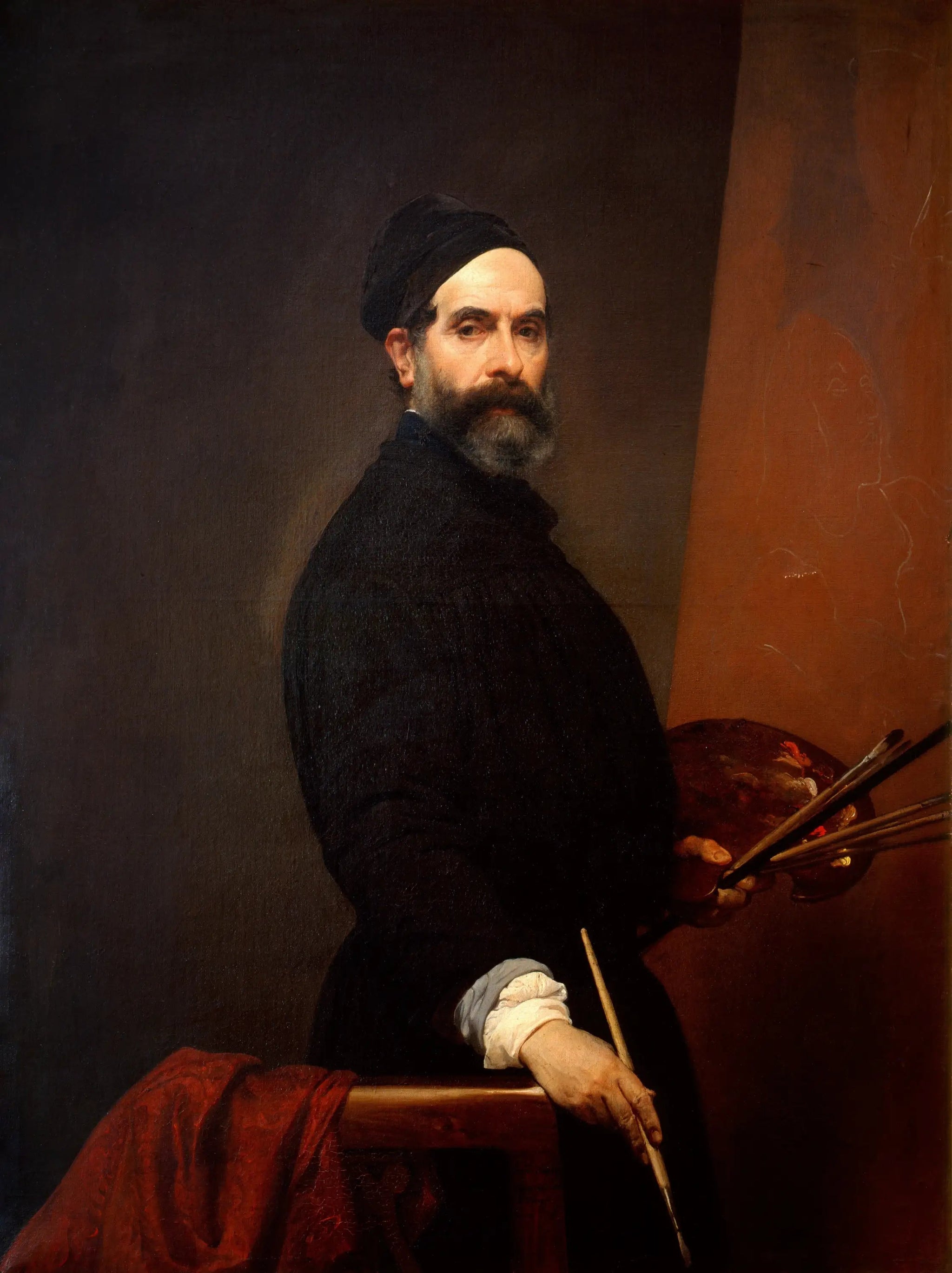 Autoportrait à 57 ans - Francesco Hayez image 1 reproduction de peinture à l’huile