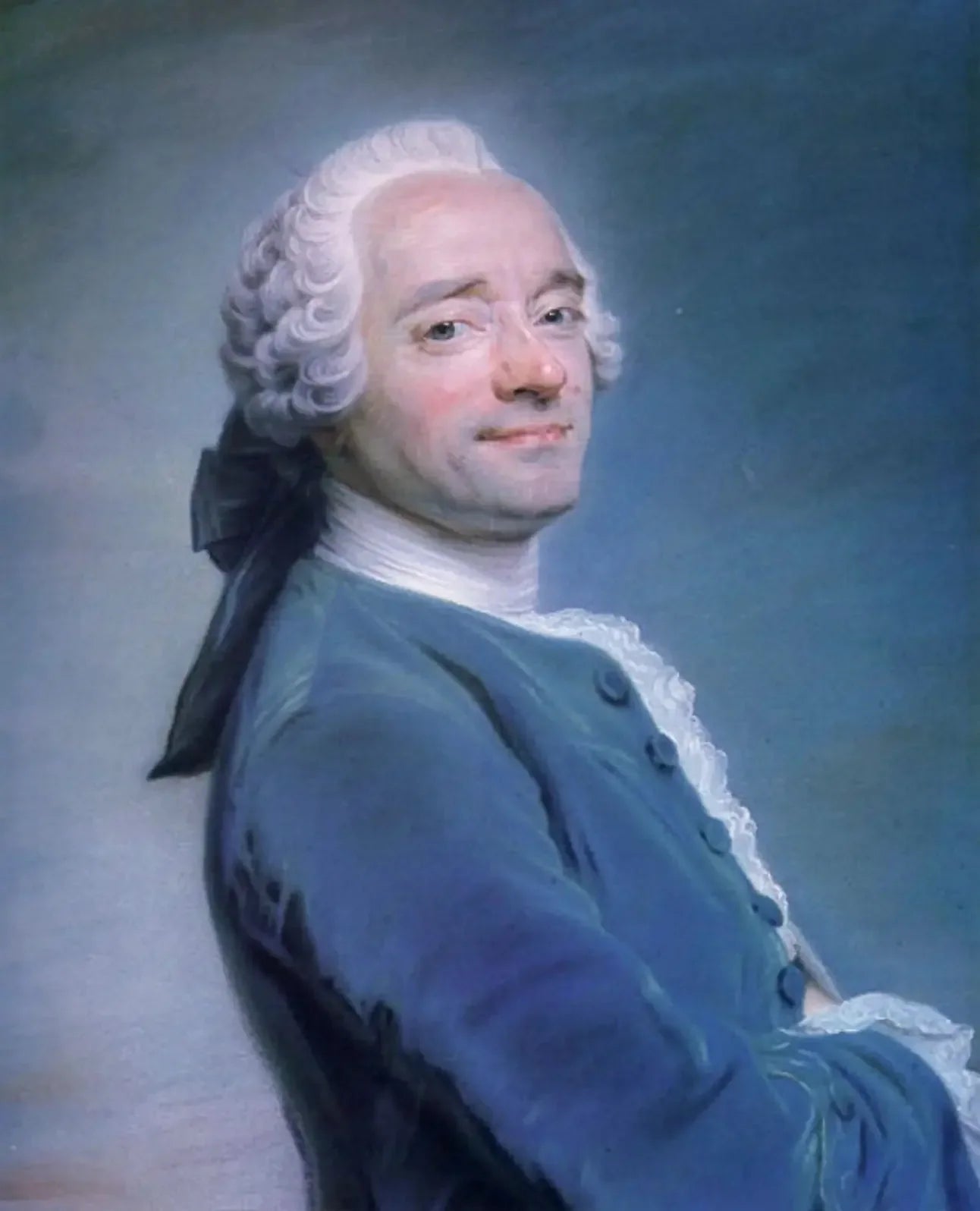 Autoportrait à l'habit bleu - Maurice-Quentin de La Tour image 1 reproduction d’œuvre d’art à l’huile