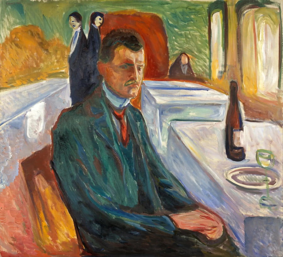 Autoportrait à la bouteille de vin - Edvard Munch