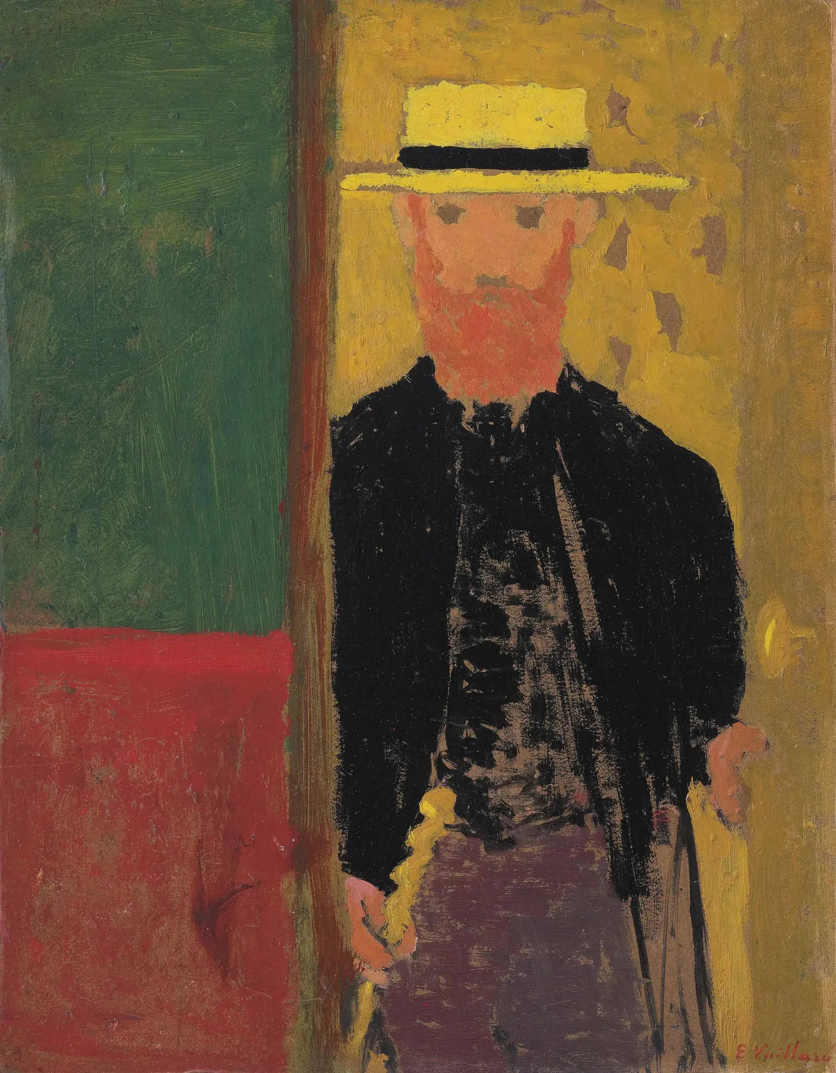 Autoportrait à la canne et au canotier - Édouard Vuillard image 1 copie peinte à la main à l’huile