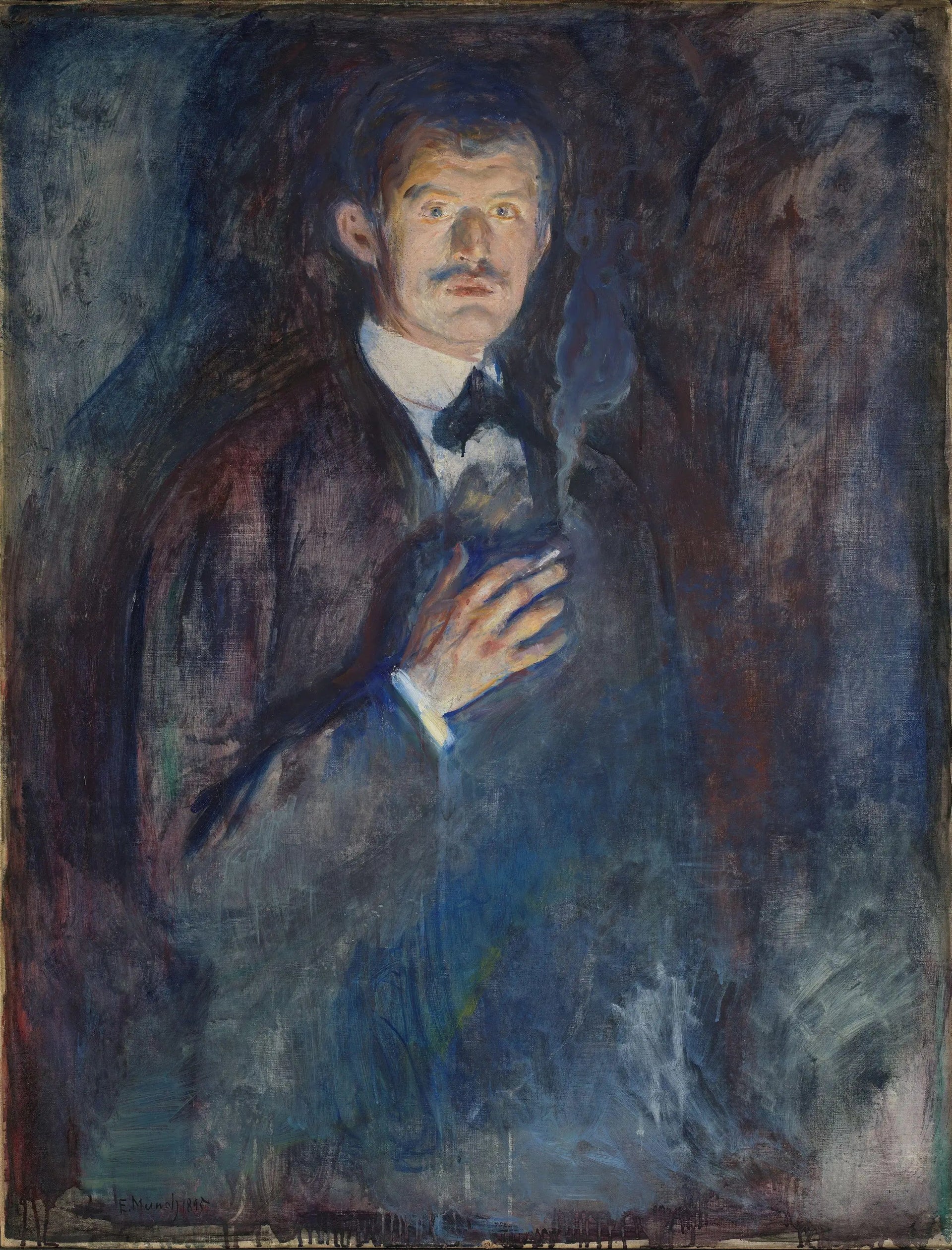 Autoportrait à la cigarette - Edvard Munch image 1 reproduction d’œuvre d’art à l’huile