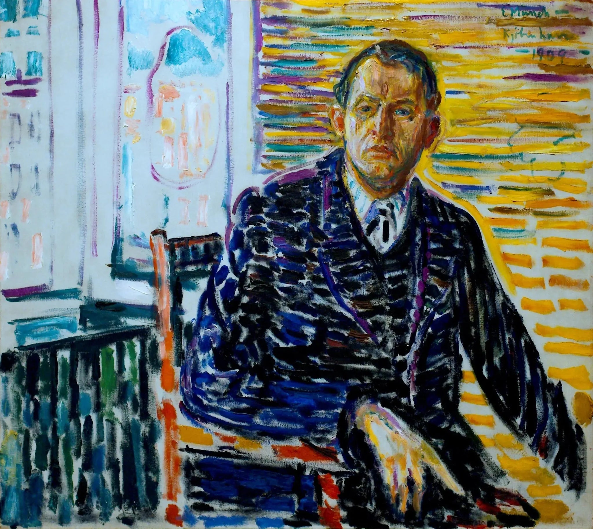 Autoportrait à la clinique - Edvard Munch image 1 copie de tableau peinte à la main