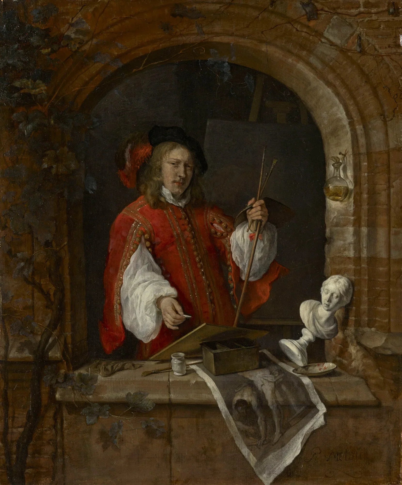 Autoportrait à la fenêtre - Gabriel Metsu image 1 tableau peint à l’huile sur toile