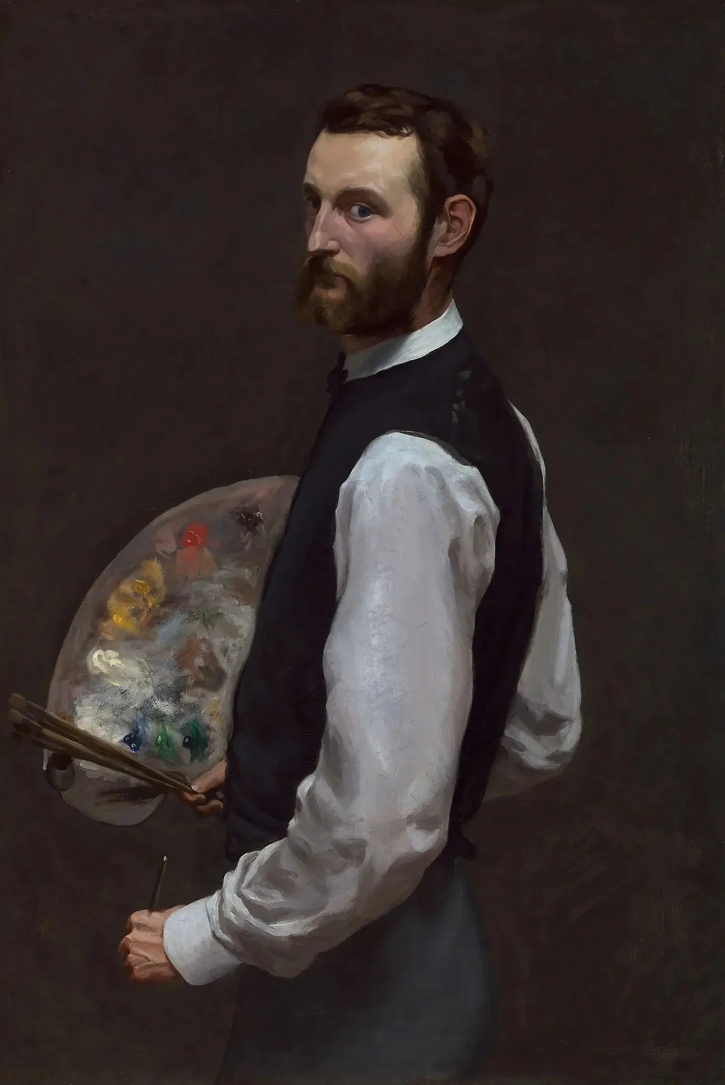 Autoportrait à la palette - Frédéric Bazille image 1 copie peinte à la main à l’huile