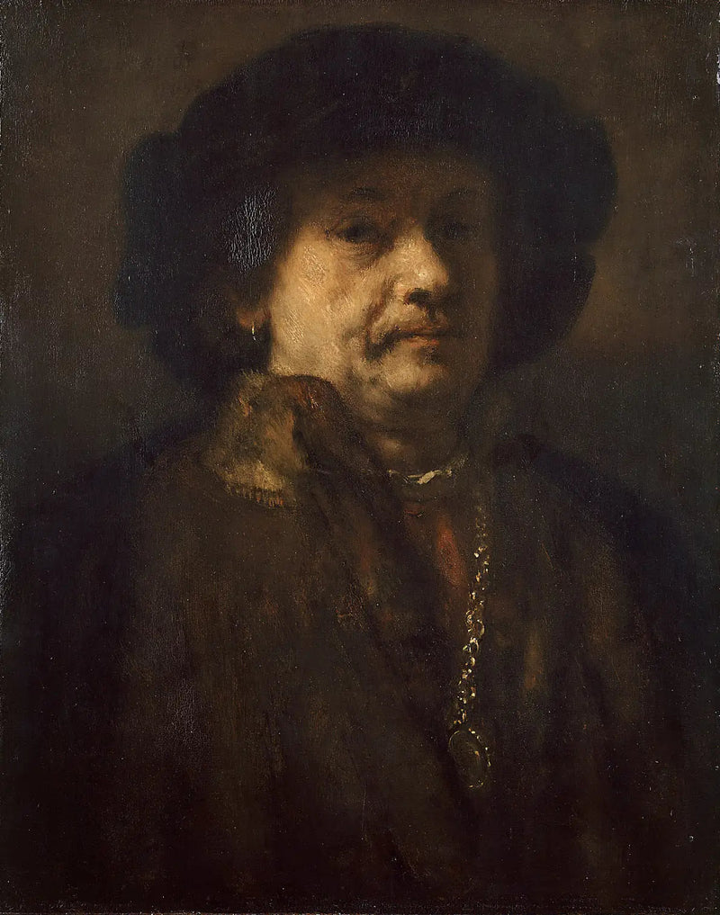Autoportrait au béret noir et à la chaîne d'or - Rembrandt
