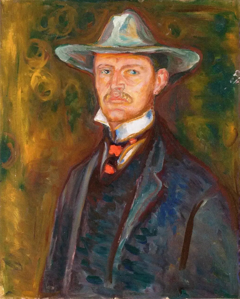 Autoportrait au chapeau à larges bords - Edvard Munch