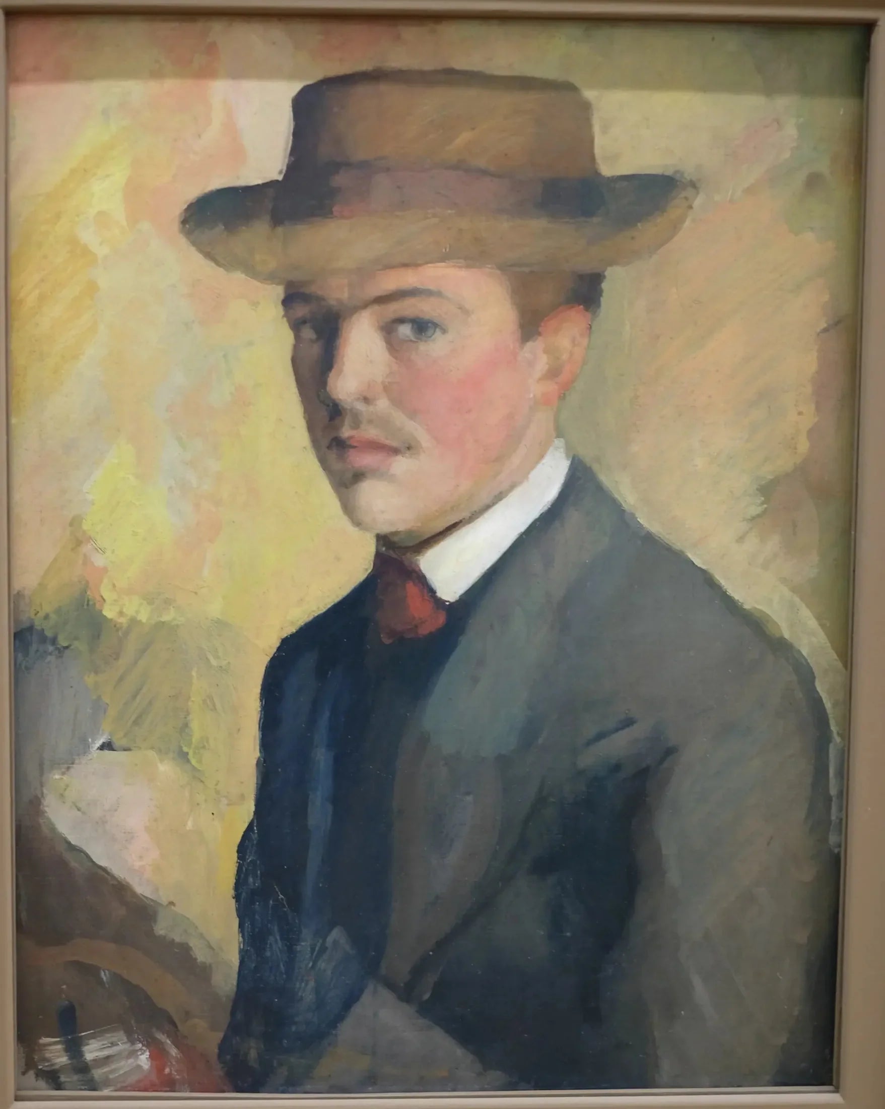 Autoportrait au chapeau - August Macke image 1 reproduction de peinture à l’huile