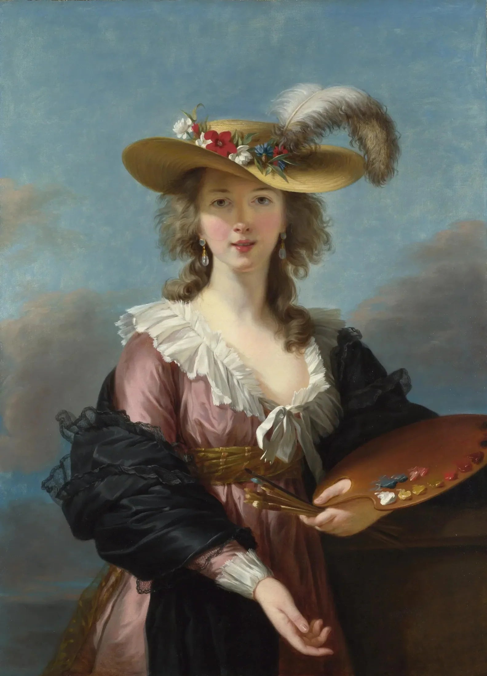 Autoportrait au chapeau de paille - Élisabeth Vigée Le Brun image 1 tableau peint à l’huile sur toile