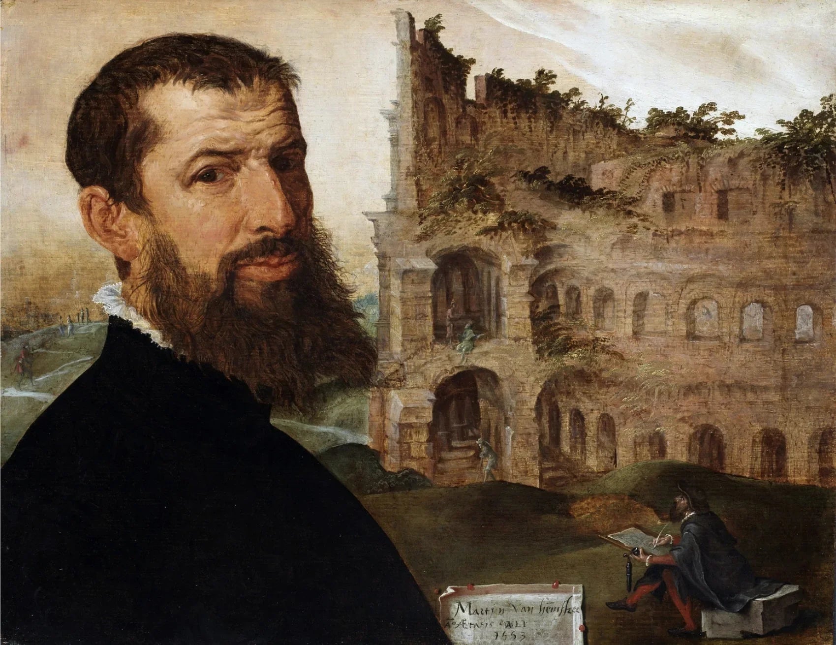 Autoportrait au Colisée - Maarten van Heemskerck image 1 copie peinte à la main à l’huile