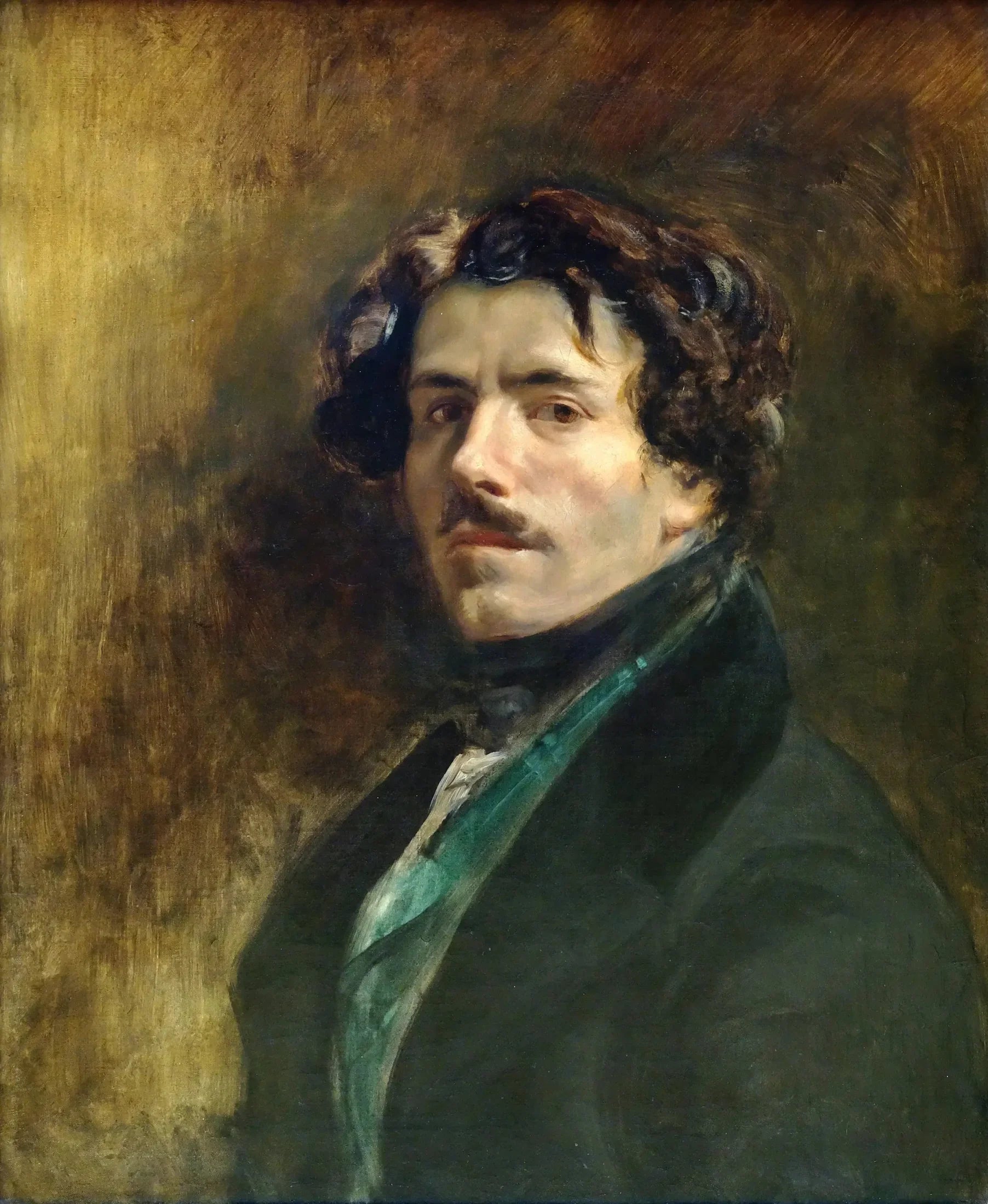 Autoportrait au gilet vert - Eugène Delacroix image 1 copie de tableau peinte à la main