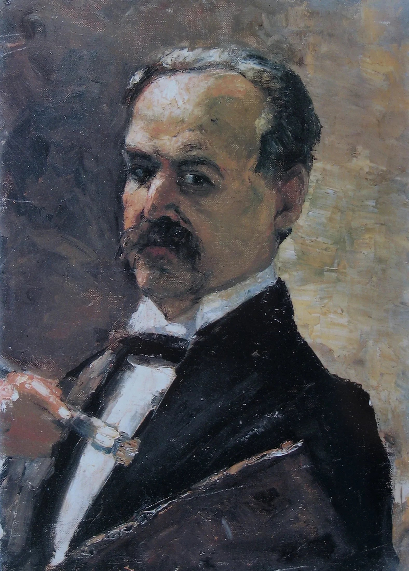 Autoportrait au pinceau et à la palette - Lesser Ury image 1 copie peinte à la main à l’huile