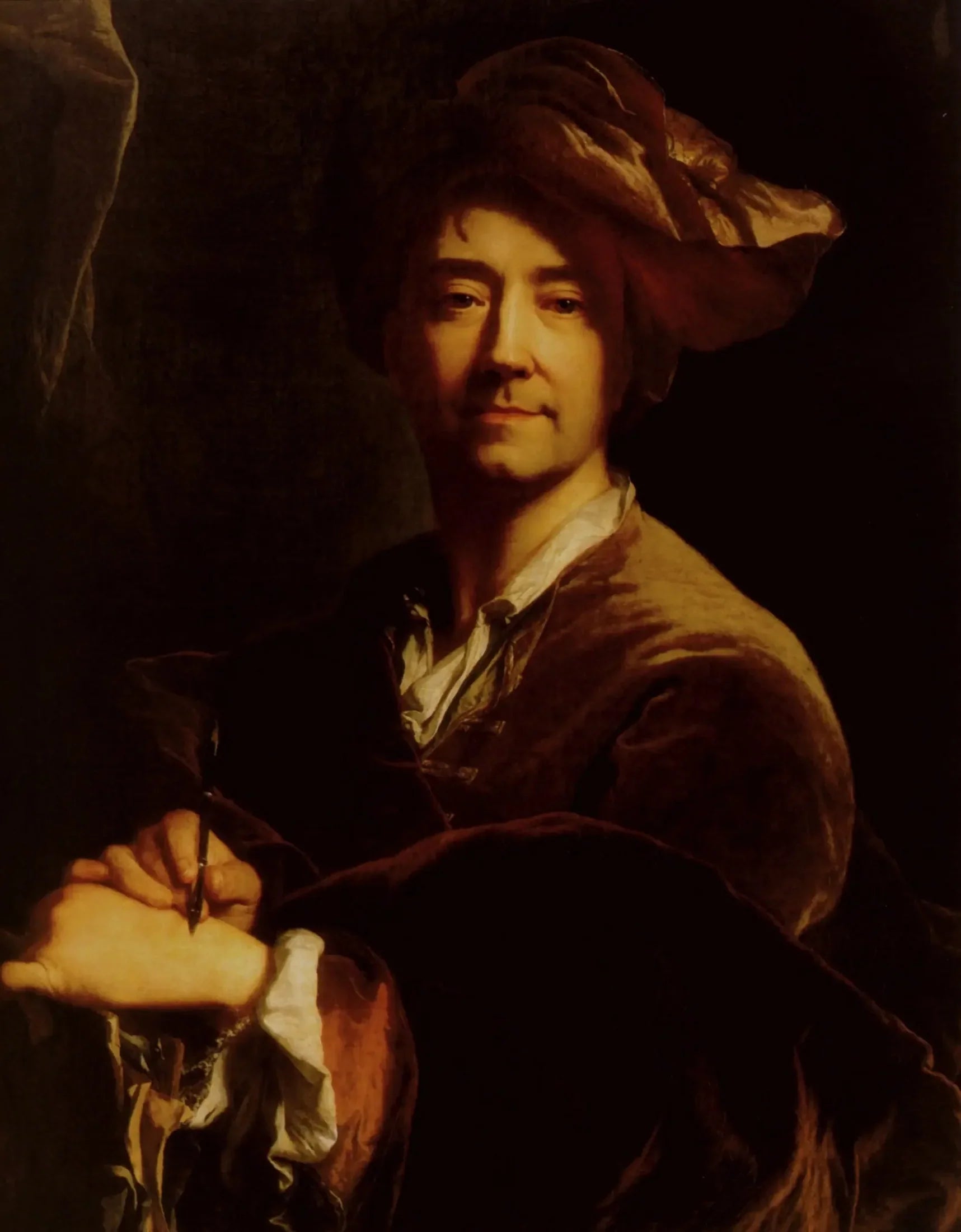 Autoportrait au porte-mine - Hyacinthe Rigaud image 1 reproduction d’œuvre d’art à l’huile