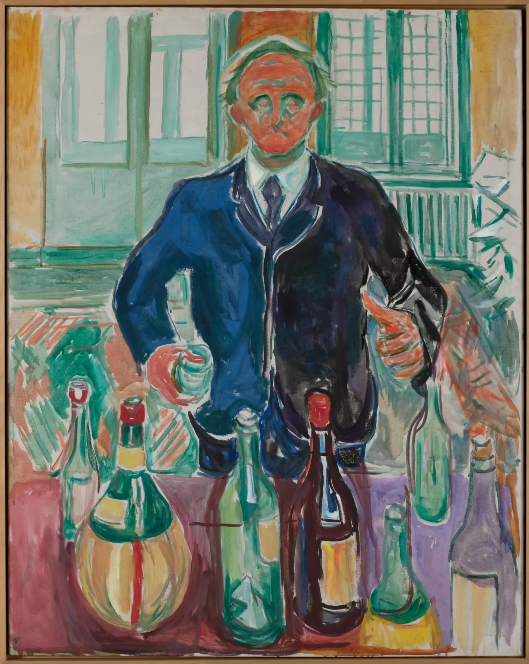 Autoportrait aux bouteilles - Edvard Munch image 1 reproduction d’œuvre d’art à l’huile