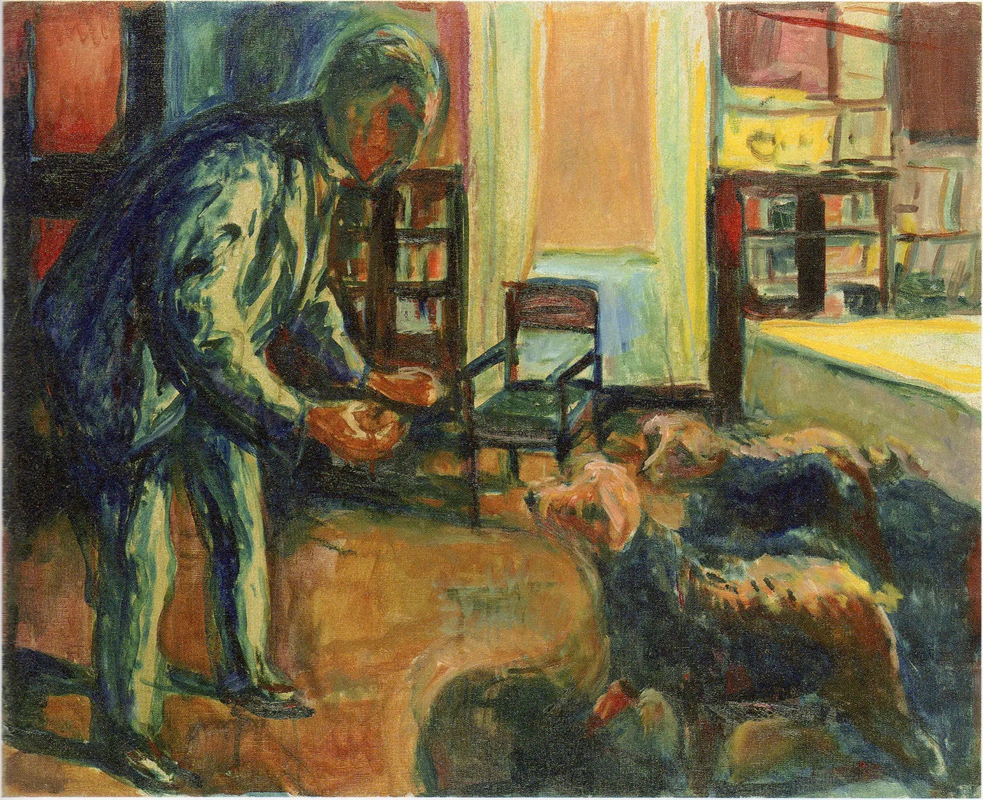 Autoportrait aux chiens - Edvard Munch image 1 copie de tableau peinte à la main
