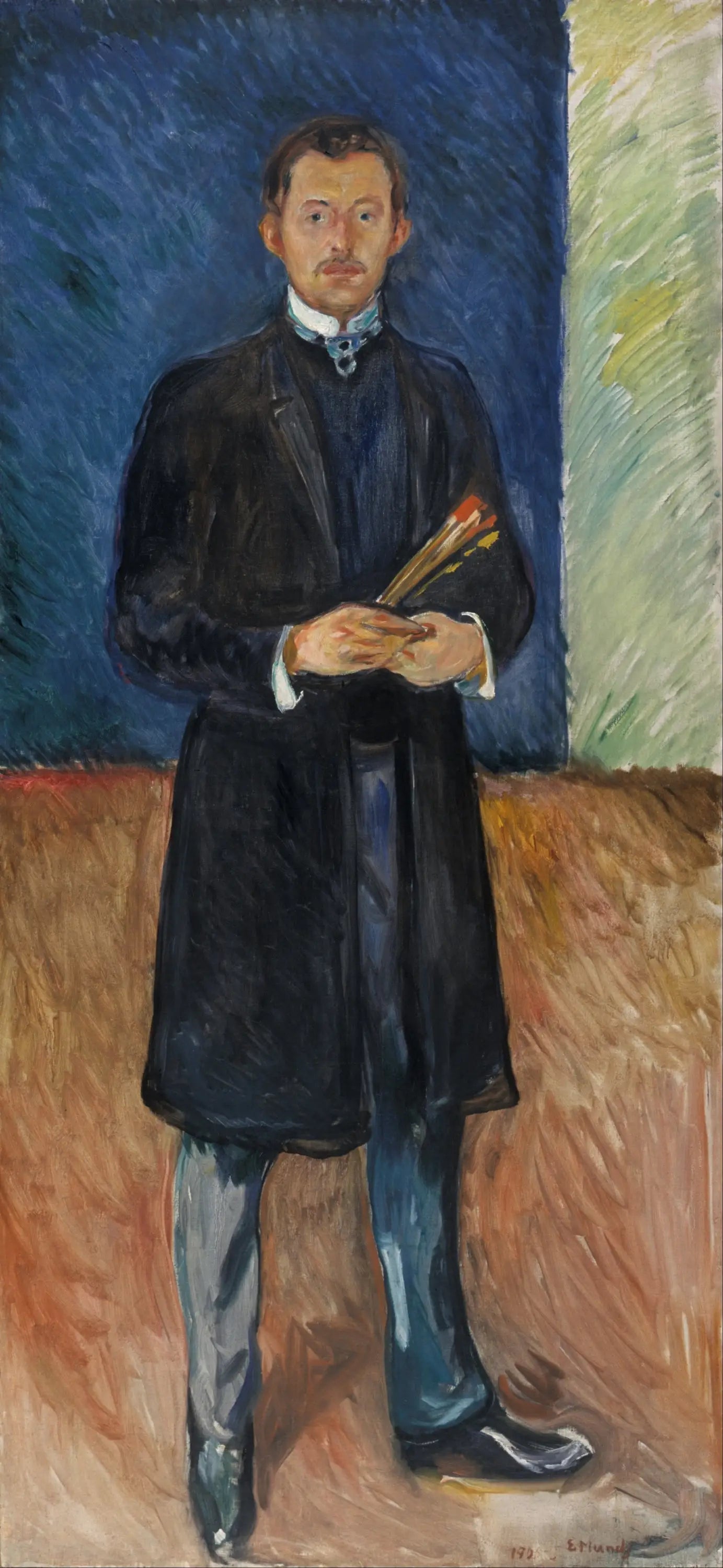 Autoportrait aux pinceaux - Edvard Munch image 1 reproduction artisanale de tableau