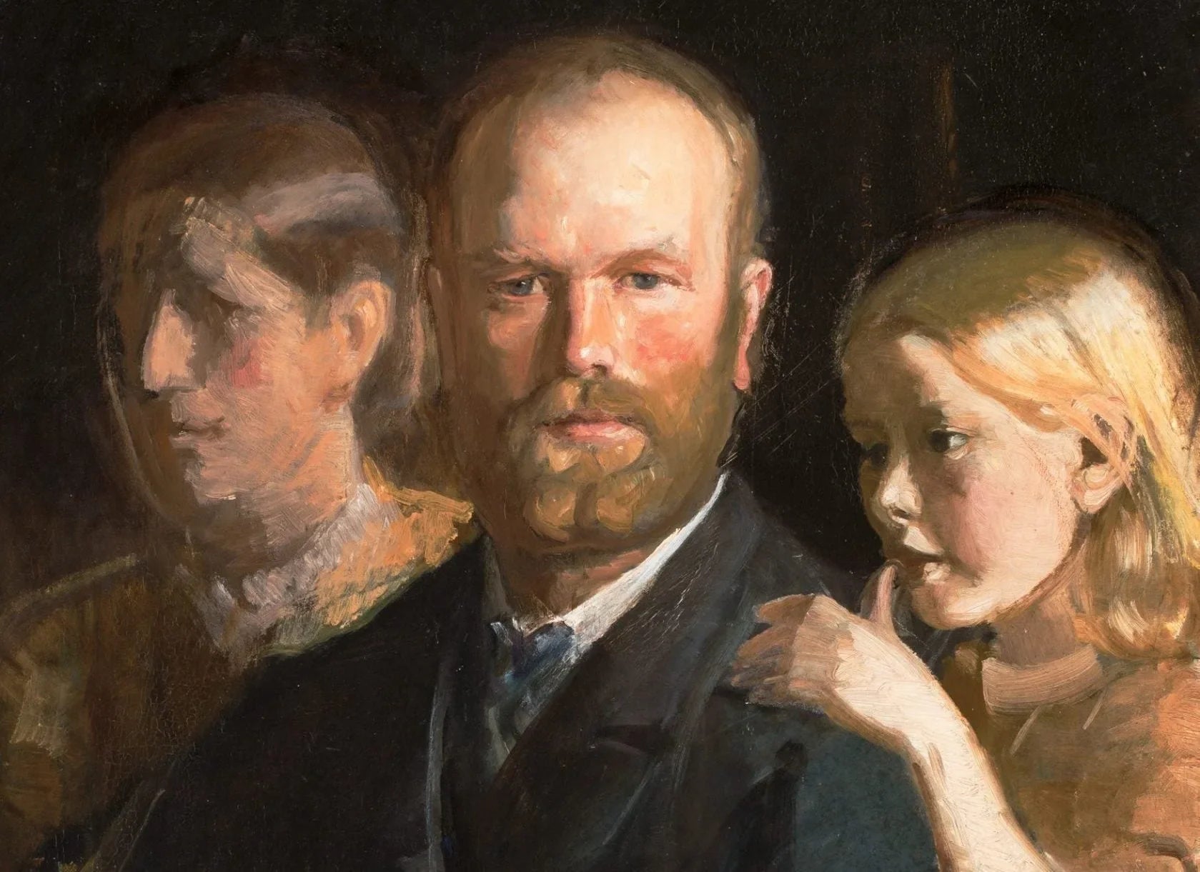 Autoportrait avec Anna et Helga Ancher - Michael Peter Ancher image 1 copie peinte à la main à l’huile