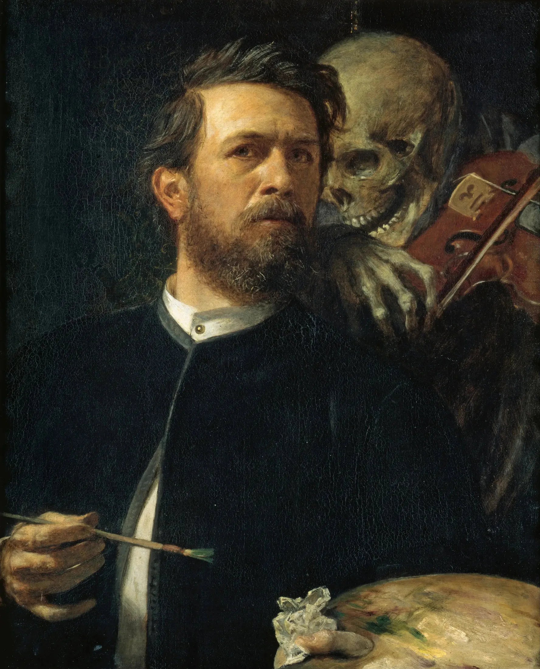Autoportrait avec la Mort jouant du violon - Arnold Böcklin image 1 reproduction d’œuvre d’art à l’huile