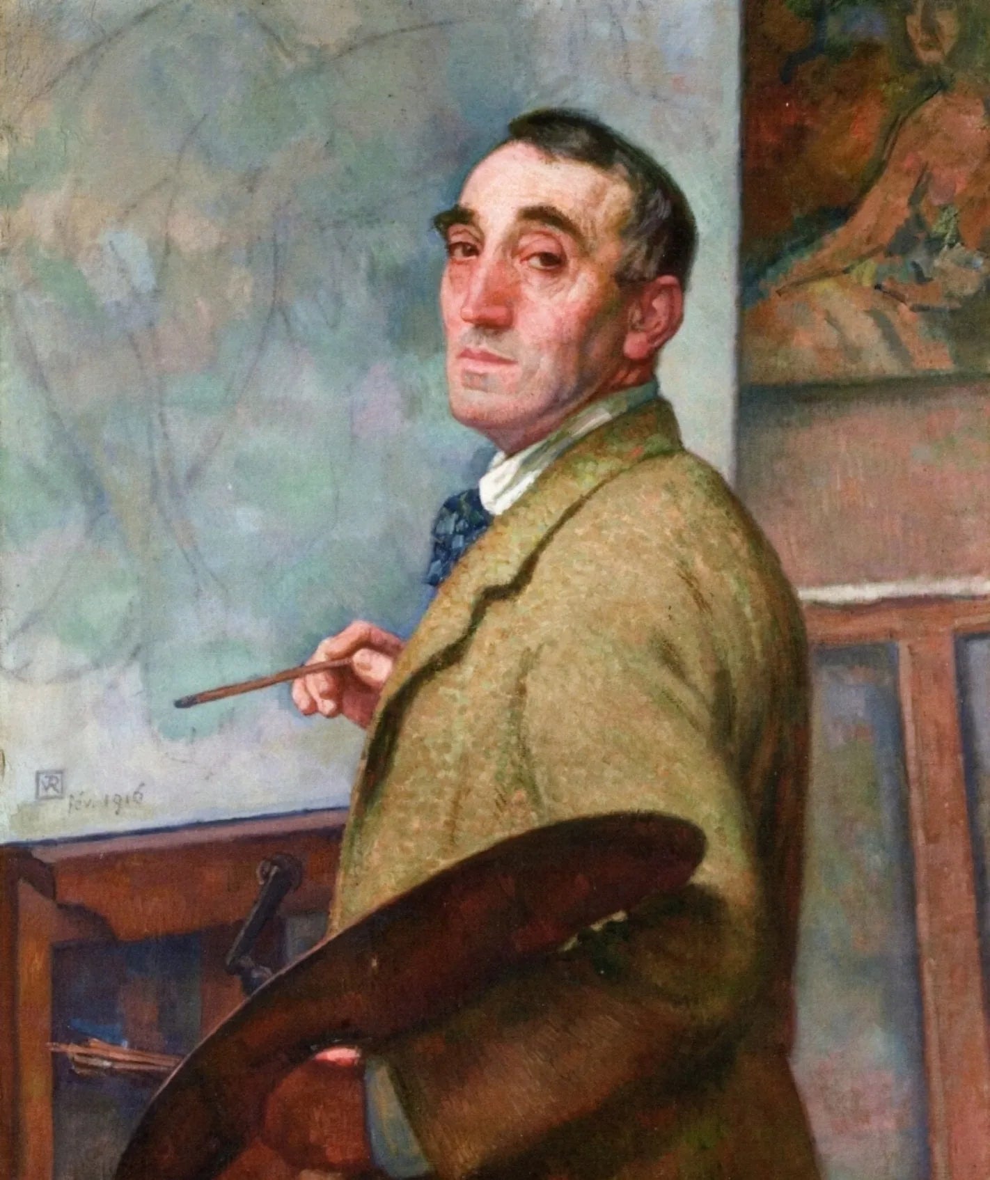 Autoportrait avec palette - Théo van Rysselberghe image 1 reproduction artisanale de tableau