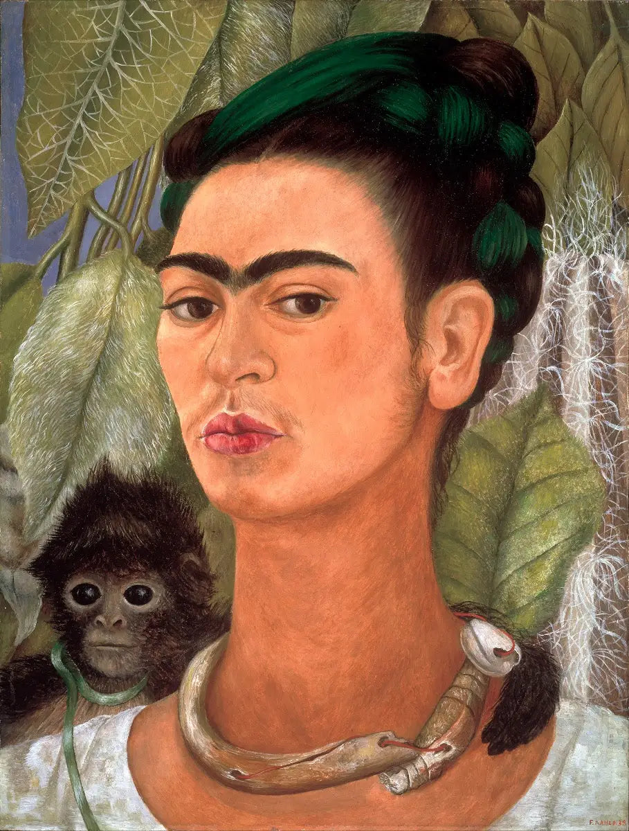 Autoportrait avec un singe - Frida Kahlo image 1 copie peinte à la main à l’huile