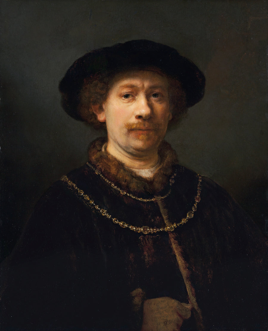 Autoportrait au bonnet et aux deux chaînes – Rembrandt, vers 1642–1643
