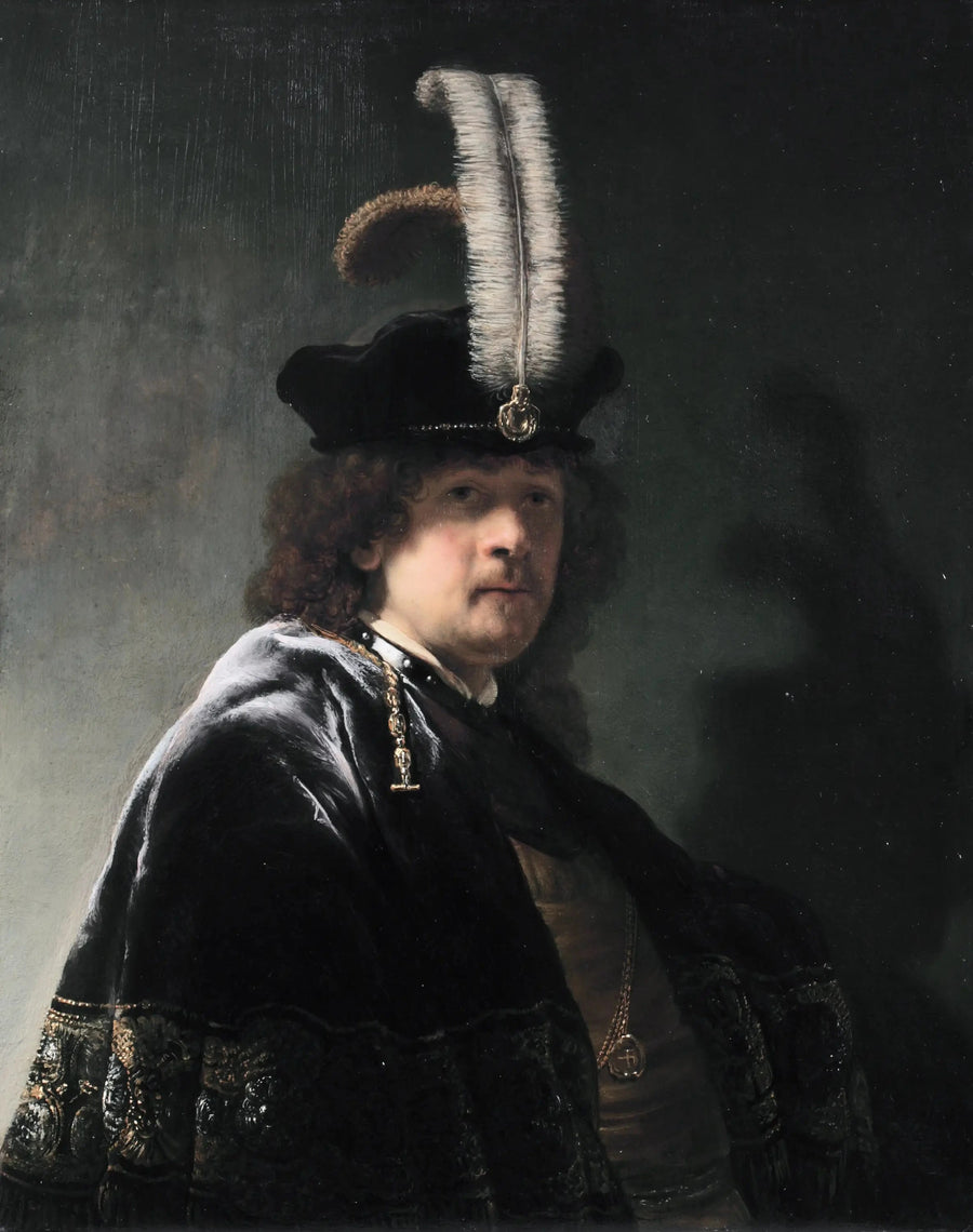 Autoportrait au bonnet à plumes – Rembrandt, 1635