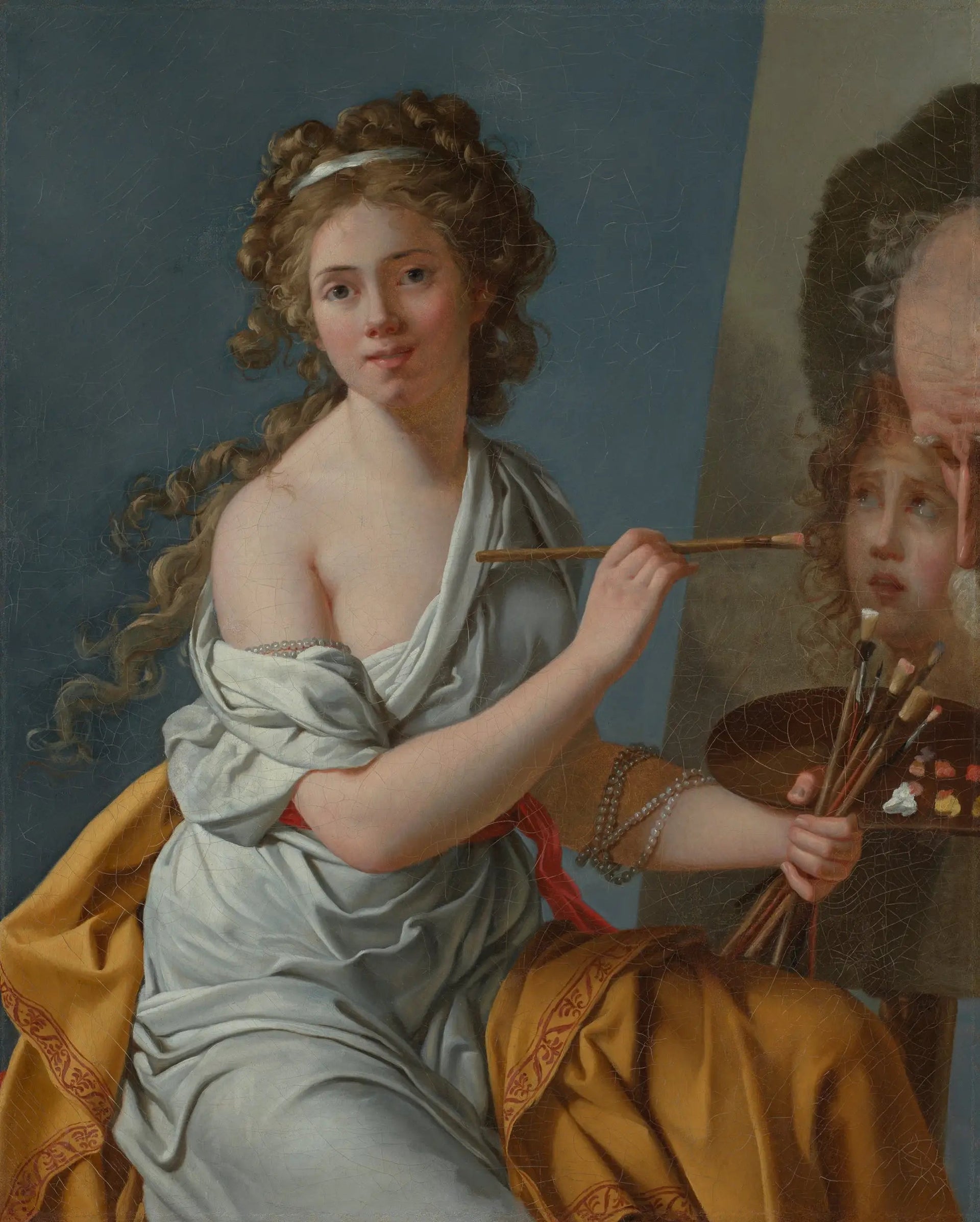 Autoportrait copiant le Bélisaire et l'enfant à mi-corps de David - Marie-Guillemine Benoist image 1 copie peinte à la main à l’huile