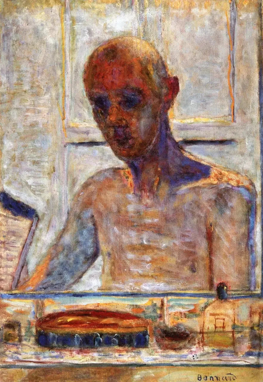 Autoportrait dans la glace du cabinet de toilette - Pierre Bonnard image 1 tableau peint à l’huile sur toile