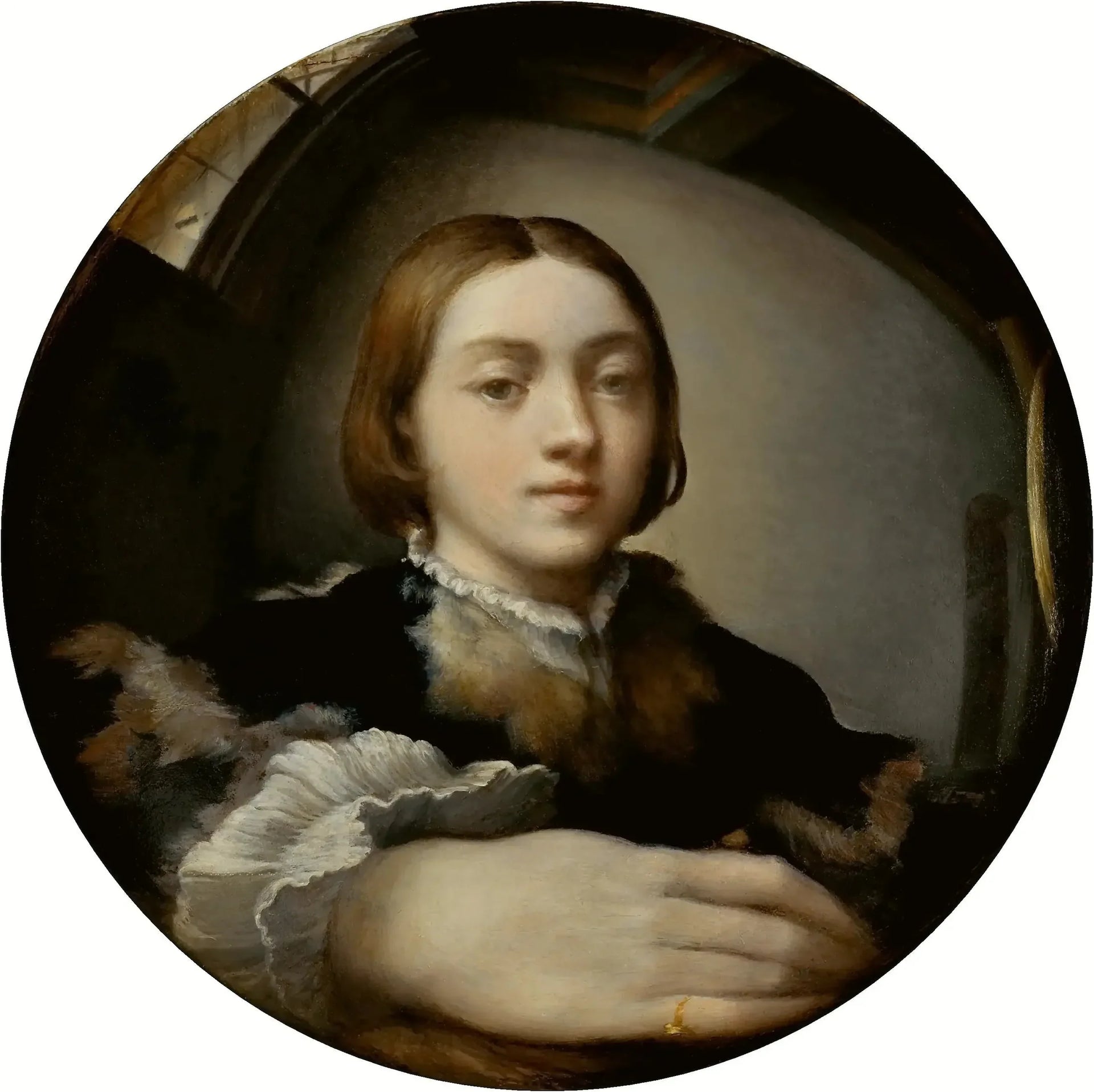 Autoportrait dans un miroir convexe - Parmigianino image 1 reproduction d’œuvre d’art à l’huile