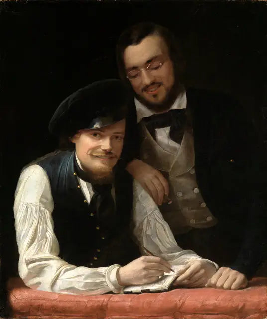 Autoportrait de l'artiste avec son frère - Franz Xaver Winterhalter image 1 copie peinte à la main à l’huile