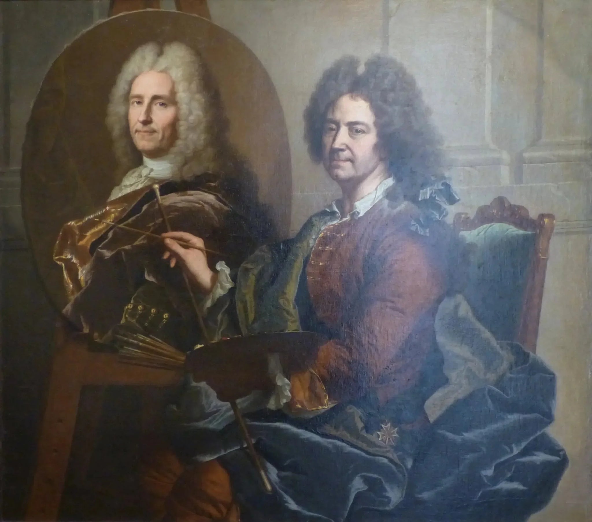 Autoportrait devant le portrait de François Castanier - Hyacinthe Rigaud image 1 reproduction artisanale de tableau