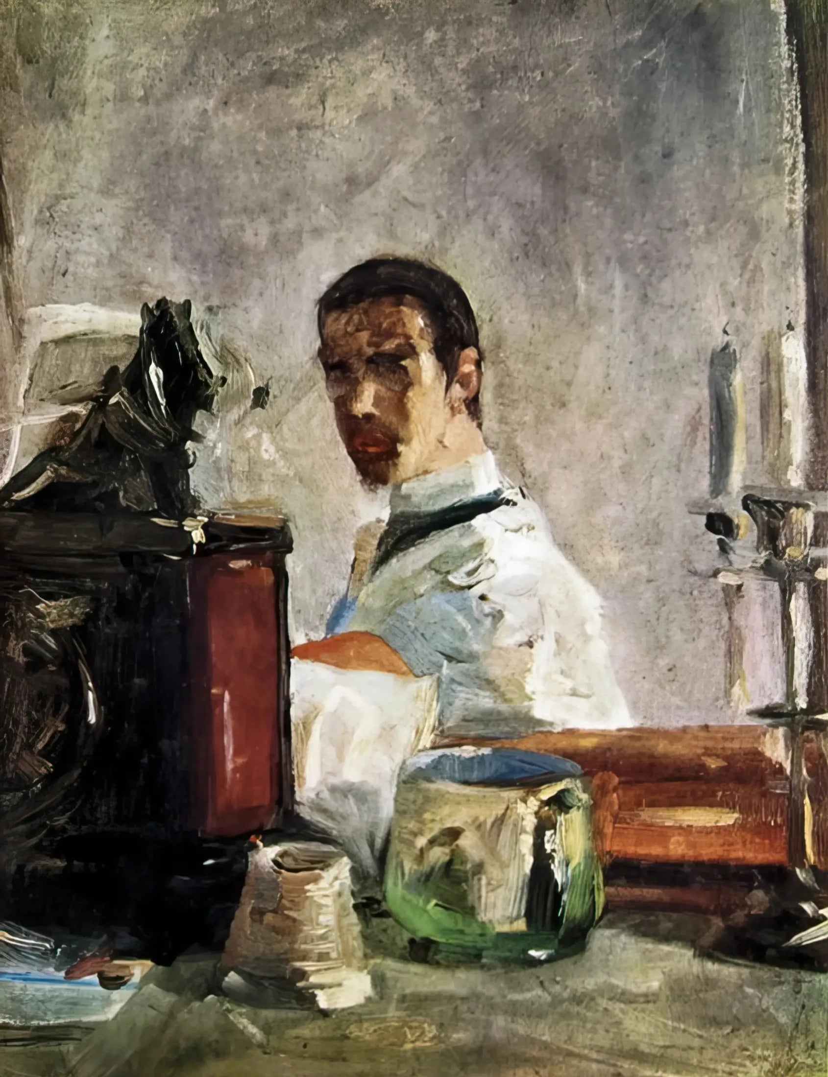 Autoportrait devant un miroir - Henri de Toulouse-Lautrec image 1 tableau peint à l’huile sur toile