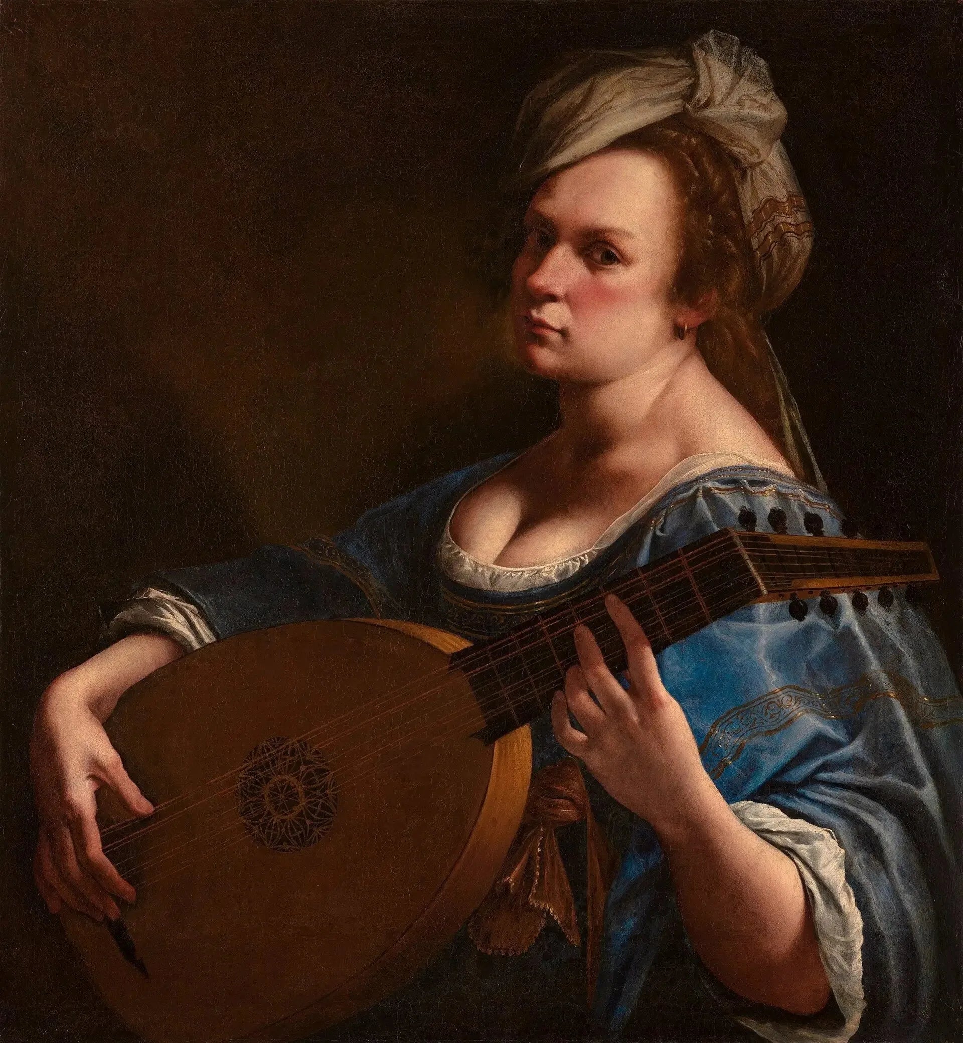 Autoportrait en joueuse de luth - Artemisia Gentileschi image 1 reproduction artisanale de tableau