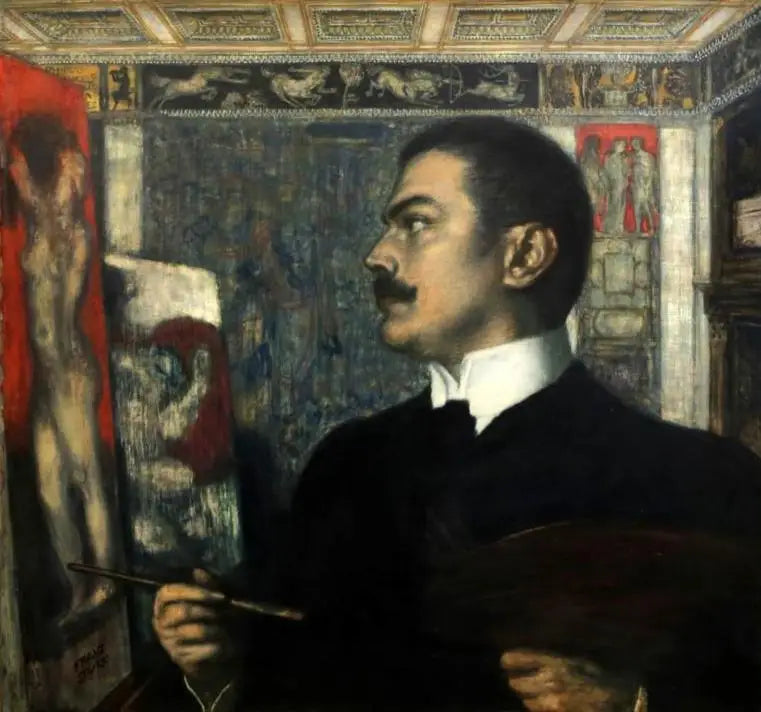 Autoportrait en studio - Franz Von Stuck image 1 reproduction de peinture à l’huile