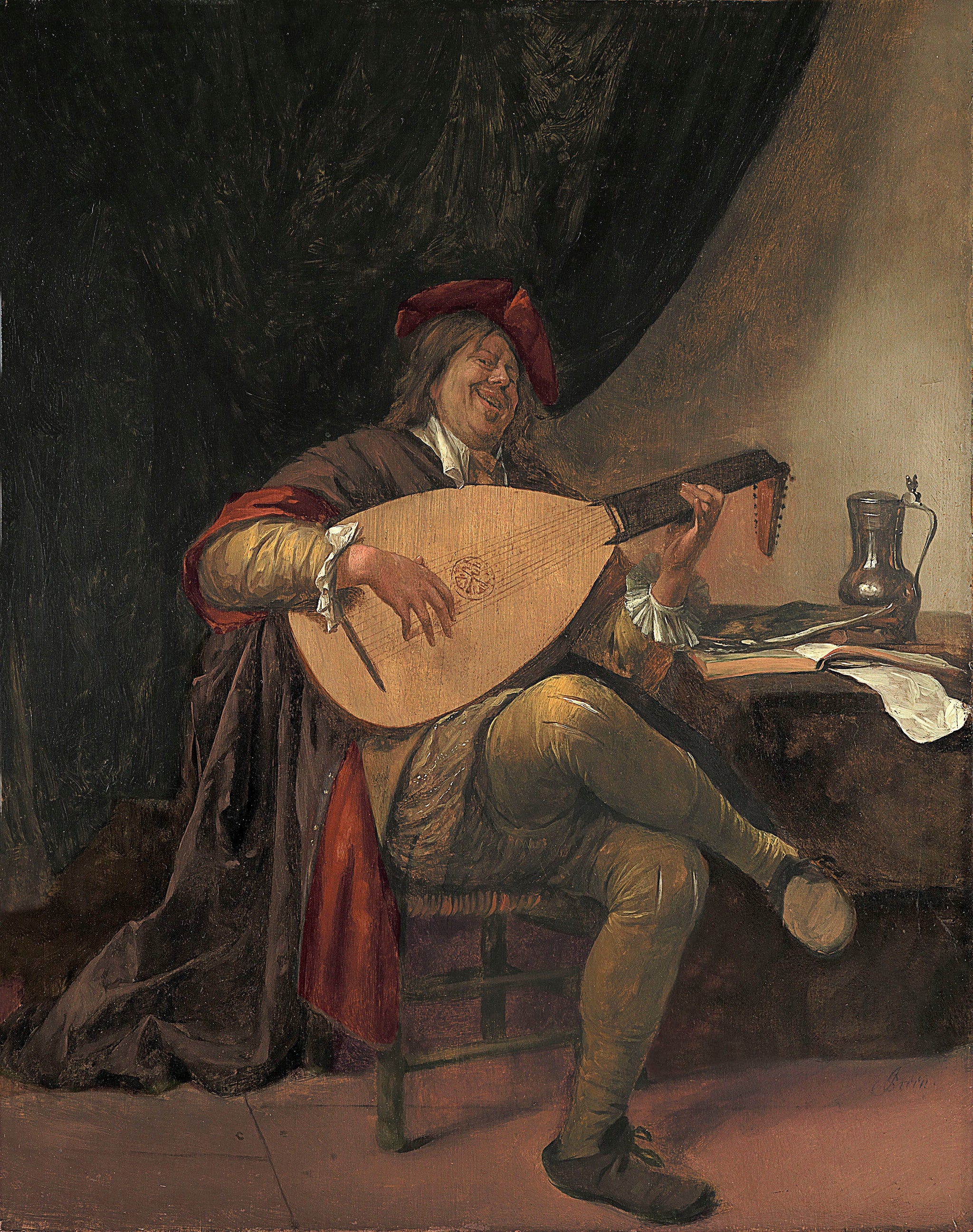 Autoportrait jouant du luth - Jan Steen image 1 reproduction de peinture à l’huile
