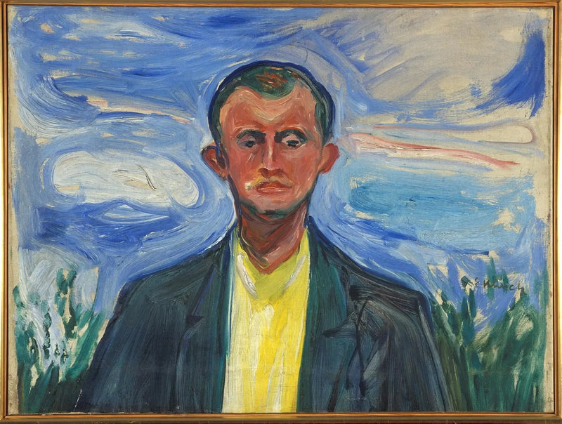 Autoportrait sur un ciel bleu - Edvard Munch