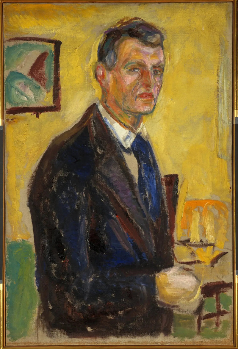 Autoportrait sur un fond jaune - Edvard Munch