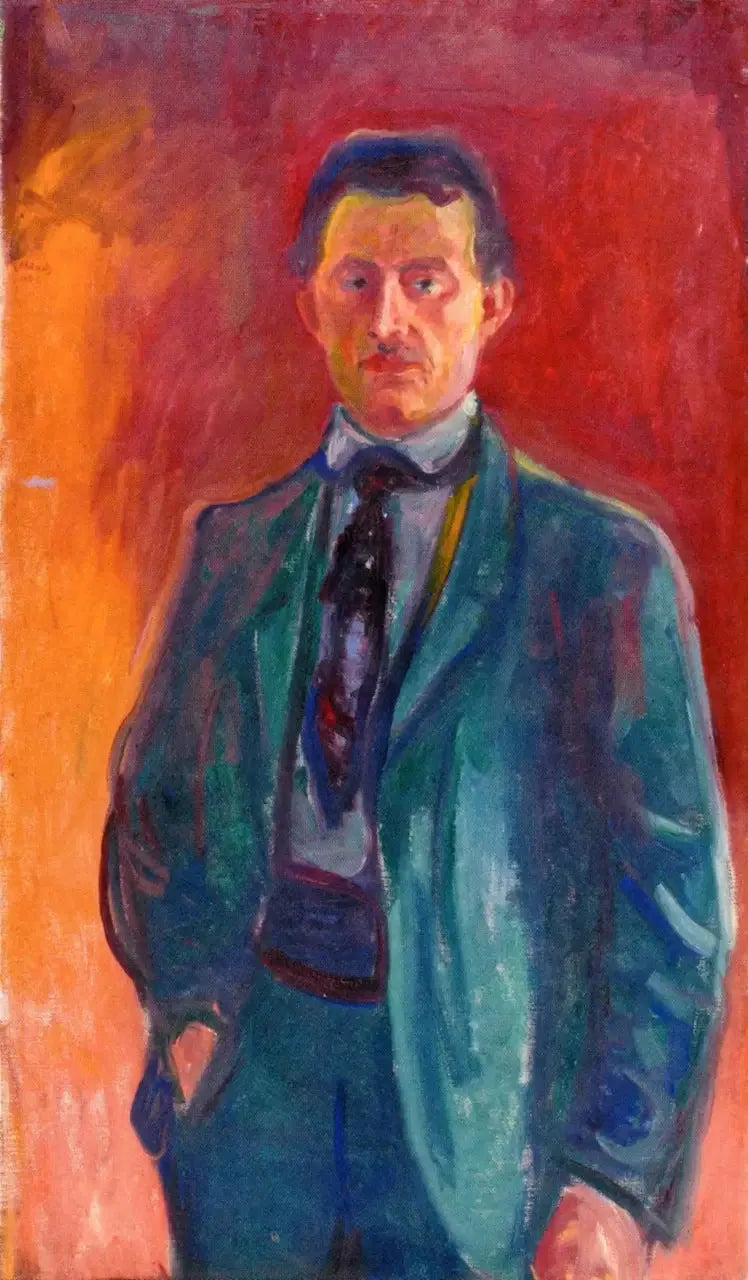 Autoportrait sur un fond rouge - Edvard Munch