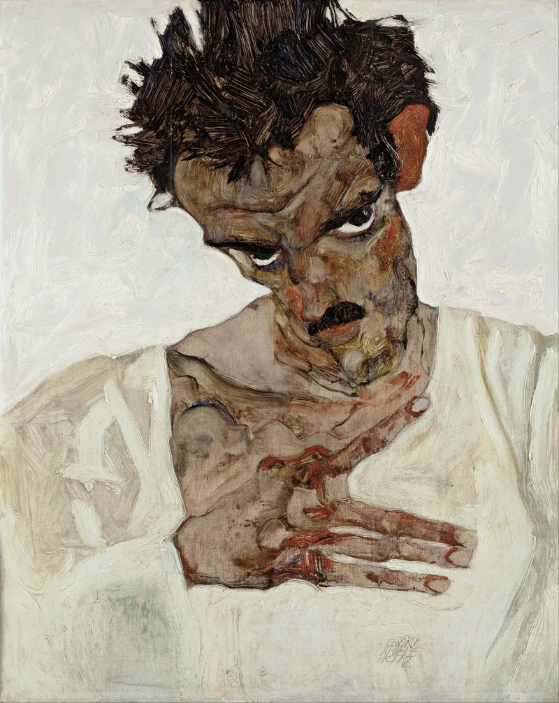 Autoportrait tête baissée - Egon Schiele