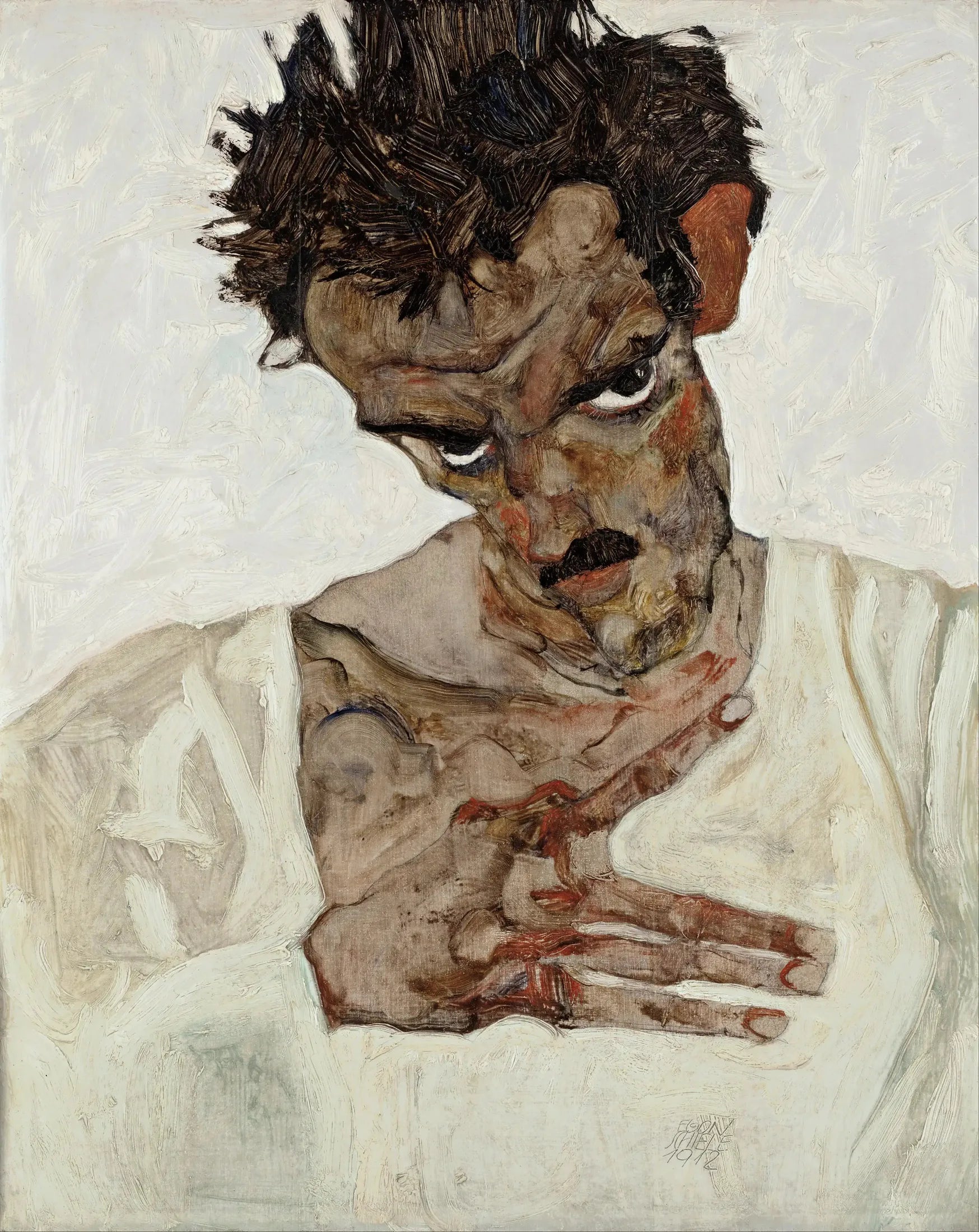 Autoportrait tête baissée - Egon Schiele image 1 tableau peint à l’huile sur toile