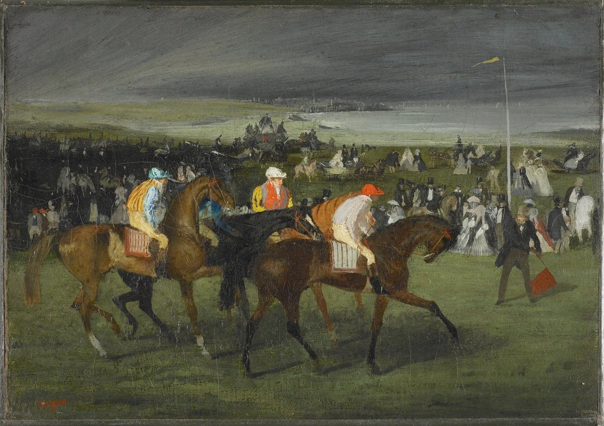 Aux courses, le départ - Edgar Degas image 1 reproduction artisanale de tableau
