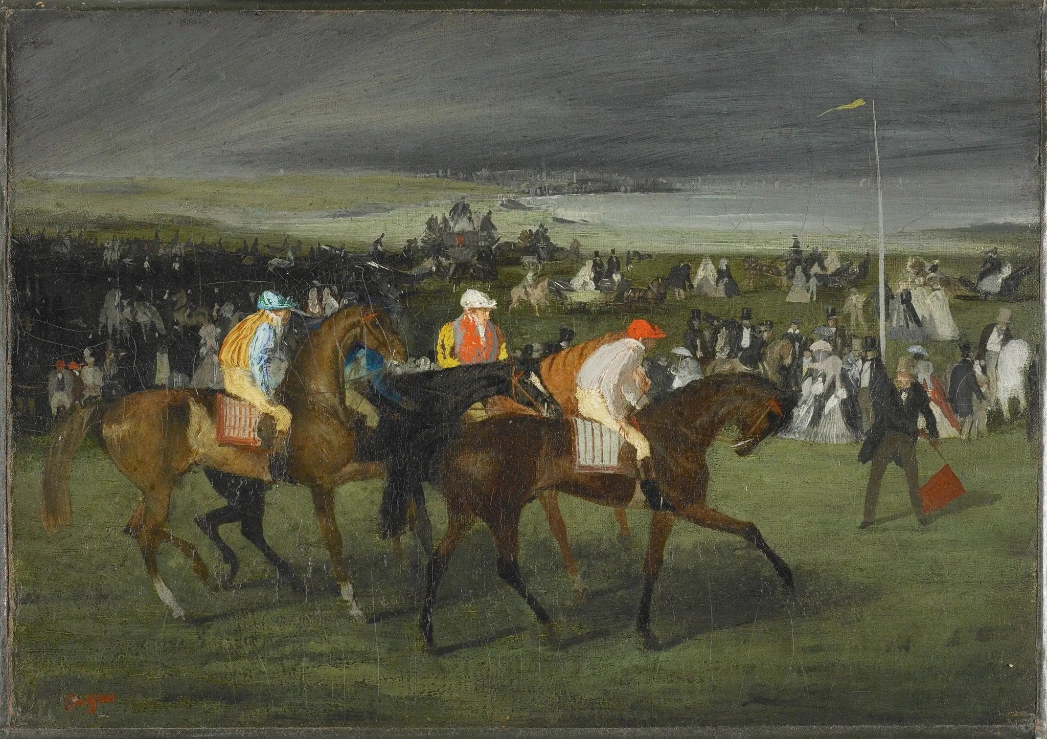 Aux courses, le départ - Edgar Degas image 1 reproduction artisanale de tableau