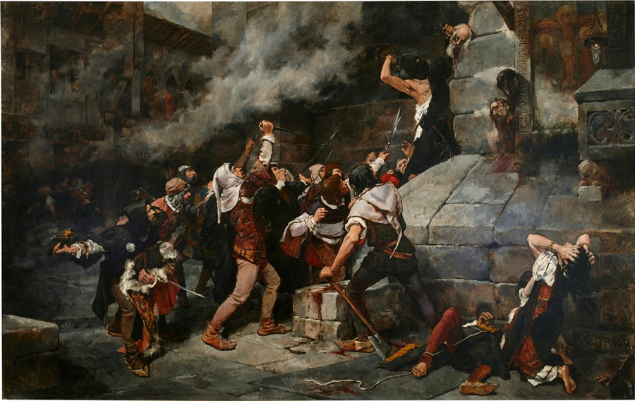 Aux pieds du Sauveur", Massacre des Juifs au Moyen Âge - Vicente Cutanda y Toraya