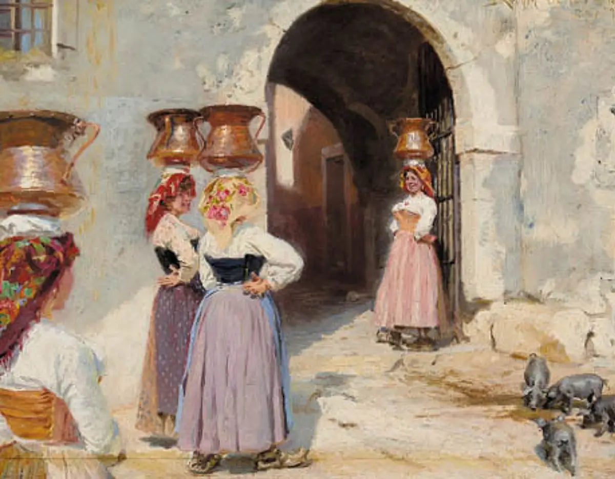 Aux portes de Civita d'Antino. - Peder Severin Krøyer image 1 tableau peint à l’huile sur toile