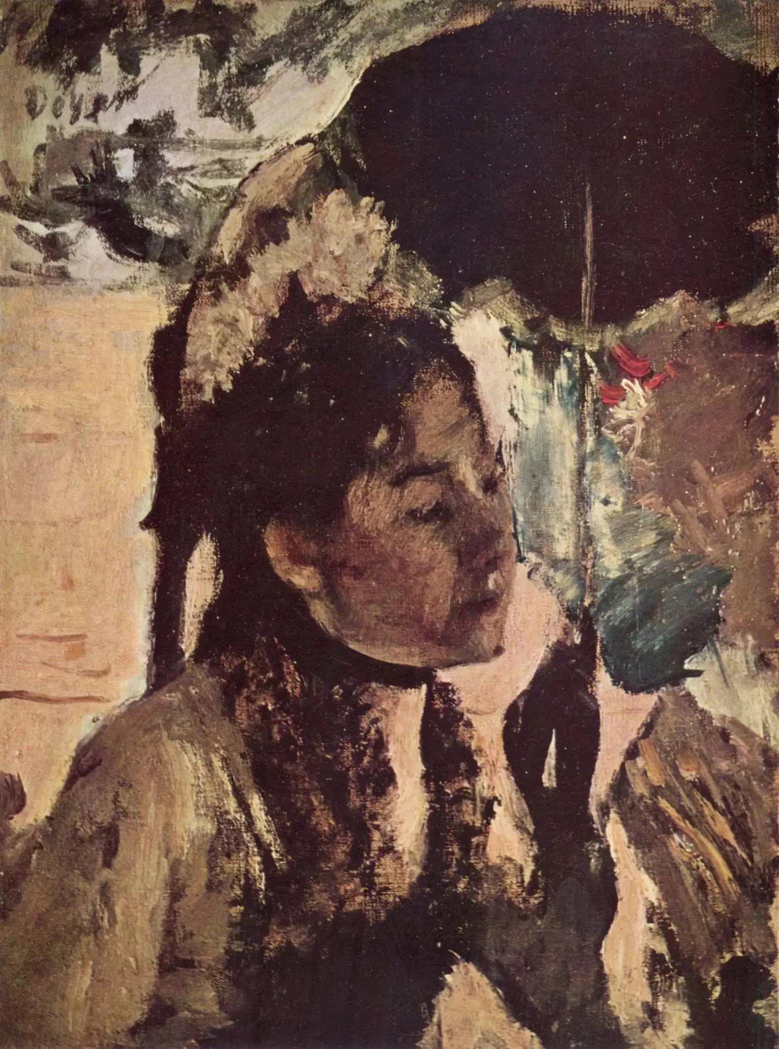 Aux Tuileries, La Femme à l'ombrelle - Edgar Degas image 1 reproduction de peinture à l’huile