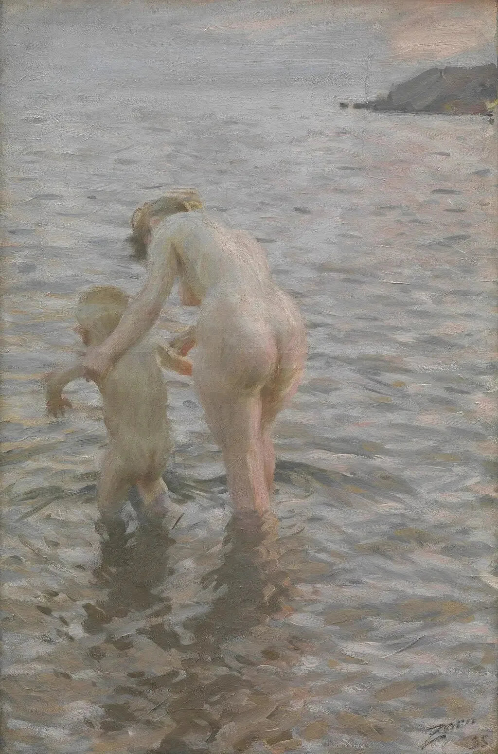 Avec sa mère - Anders Zorn image 1 copie peinte à la main à l’huile