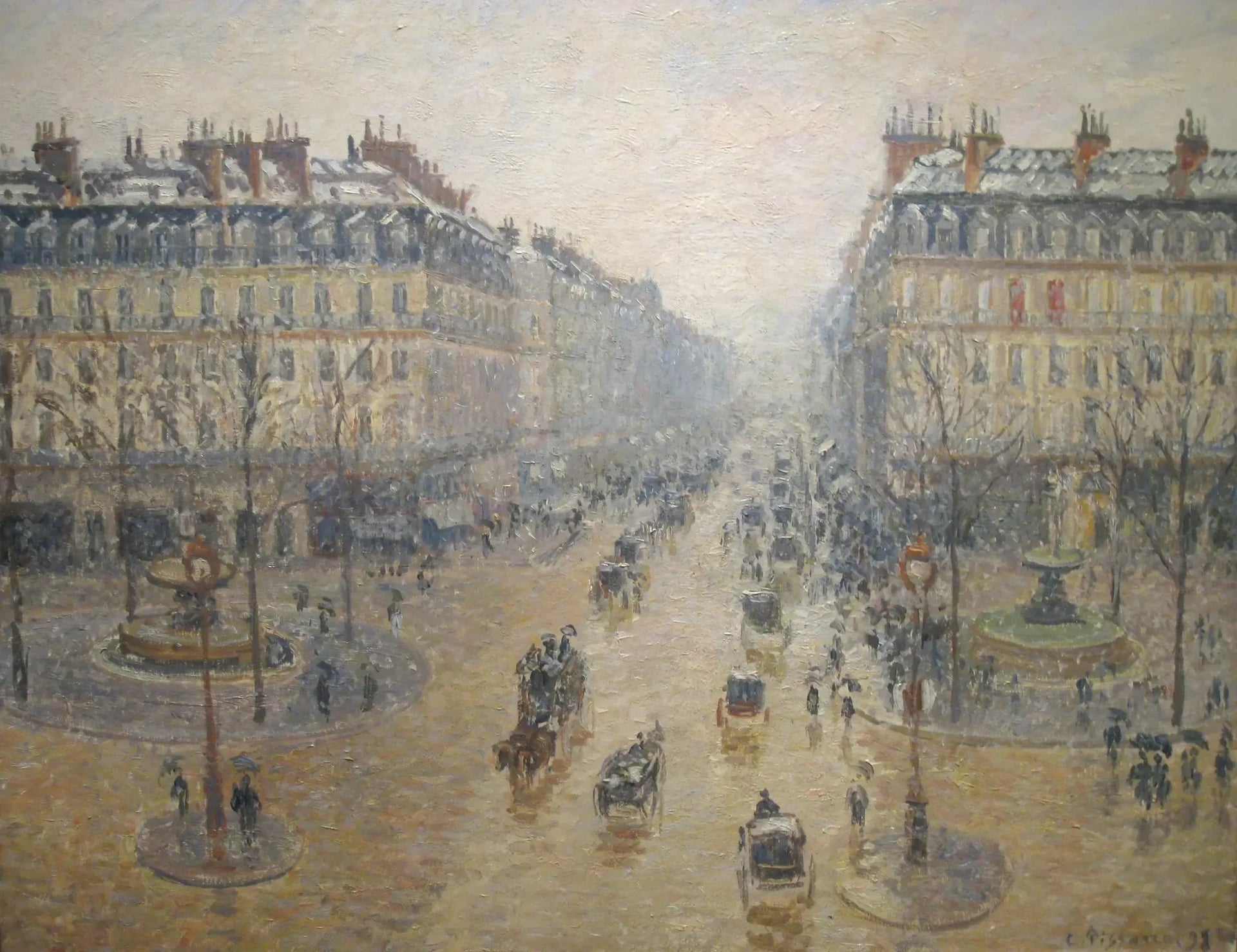 Avenue de l'Opéra, effet de neige, le matin - Camille Pissarro image 1 tableau peint à l’huile sur toile