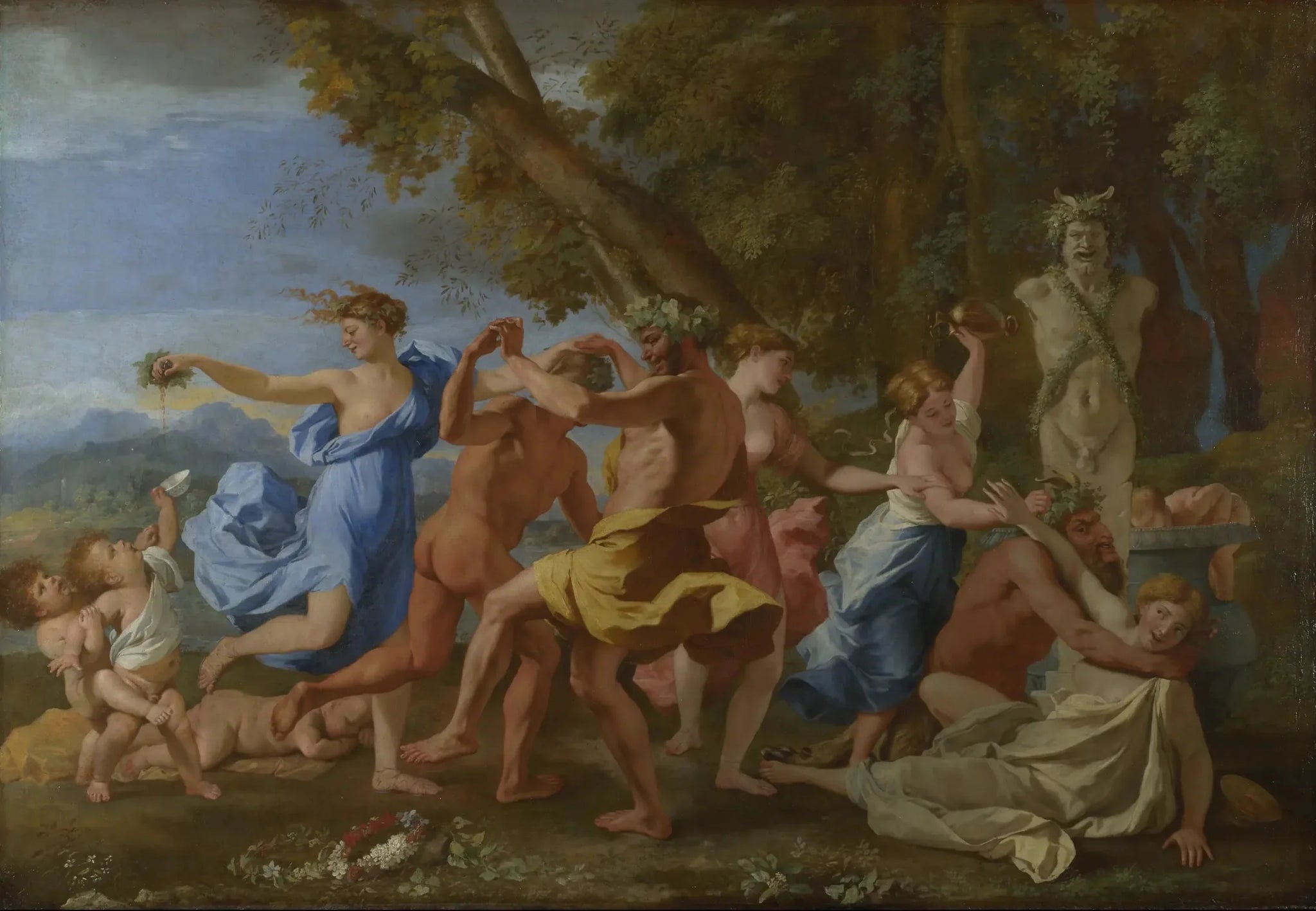 Bacchanale devant un terme - Nicolas Poussin image 1 reproduction d’œuvre d’art à l’huile