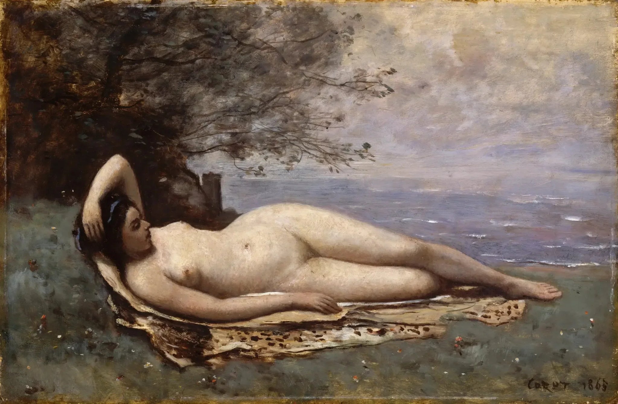 Bacchante au bord de la mer - Jean-Baptiste Camille Corot image 1 copie peinte à la main à l’huile